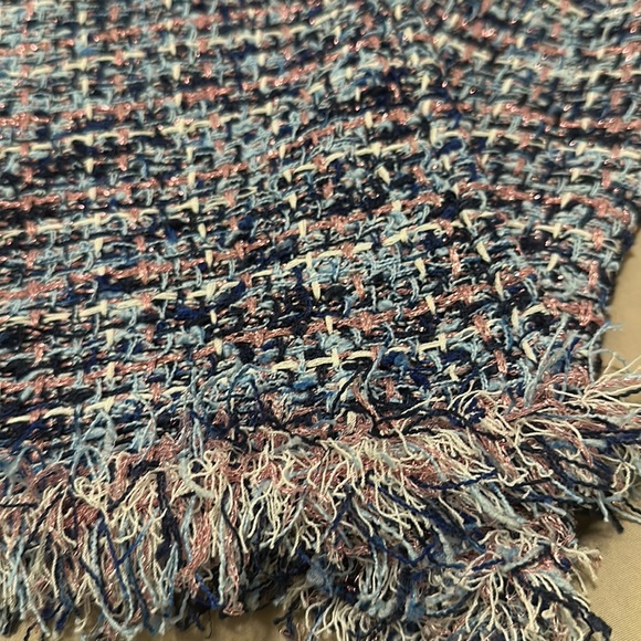 Zara blue tweed off the shoulder sweater top blouse jacket NEW Bloggers favorite - Picture 5 of 5